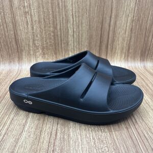 OOFOS Ooahh Recovery Slide Sandals Womens 8‎ Mens 6 Black Rubber Comfort Unisex